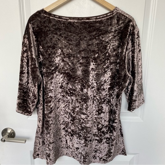 Pol crushed velvet short sleeve scoop neck shirt - Picture 2 of 10